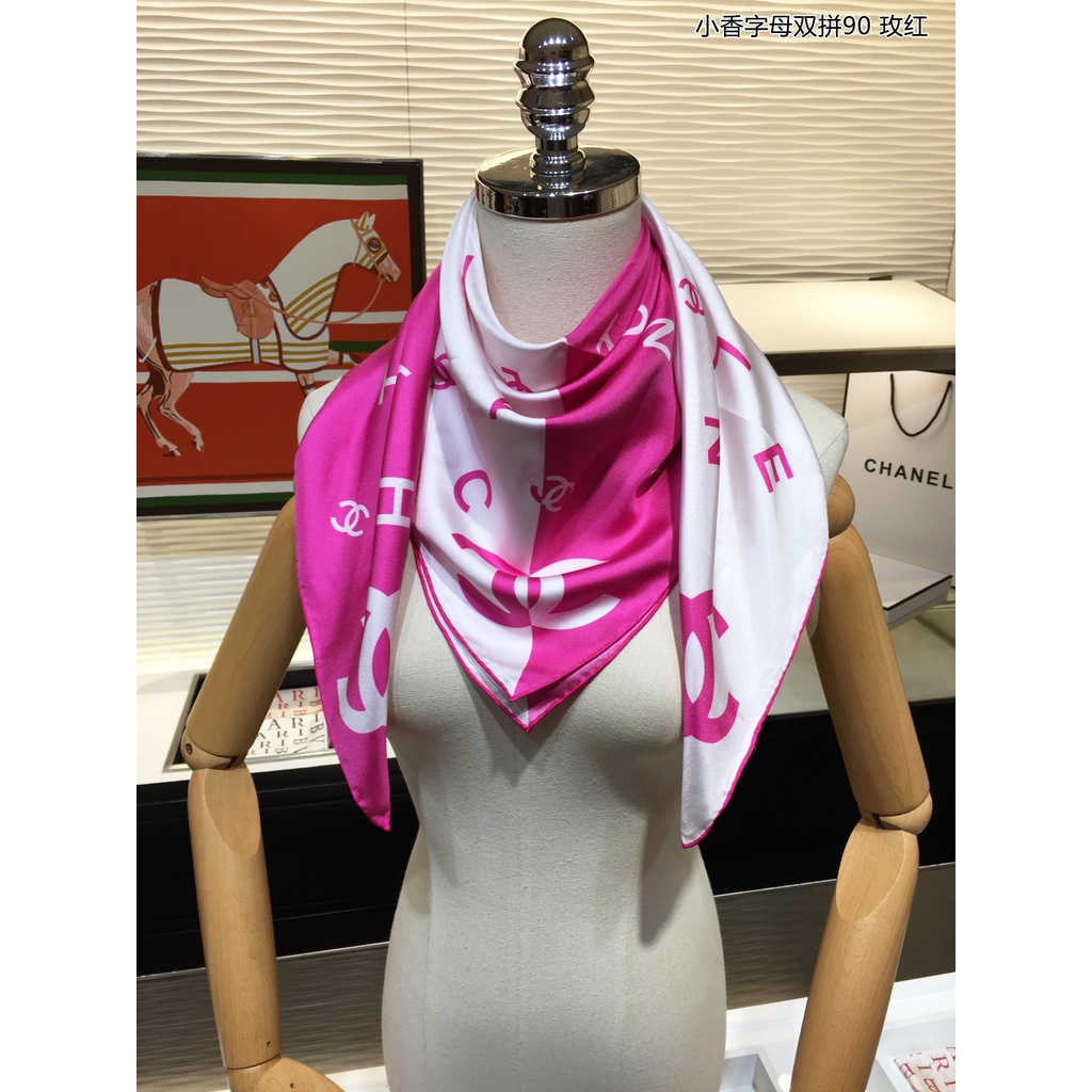 New Silk Head Scarf for Women 90*90cm Luxury Brand Letter Scarves