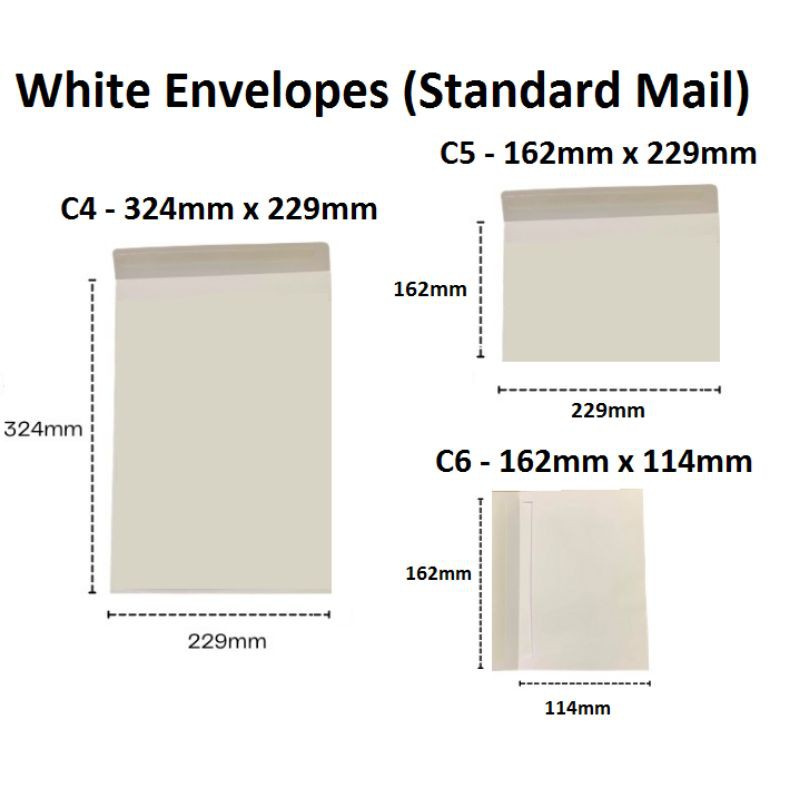 [SG Seller] Envelopes 10, 20, 50 pcs Peel and Seal High Quality C4
