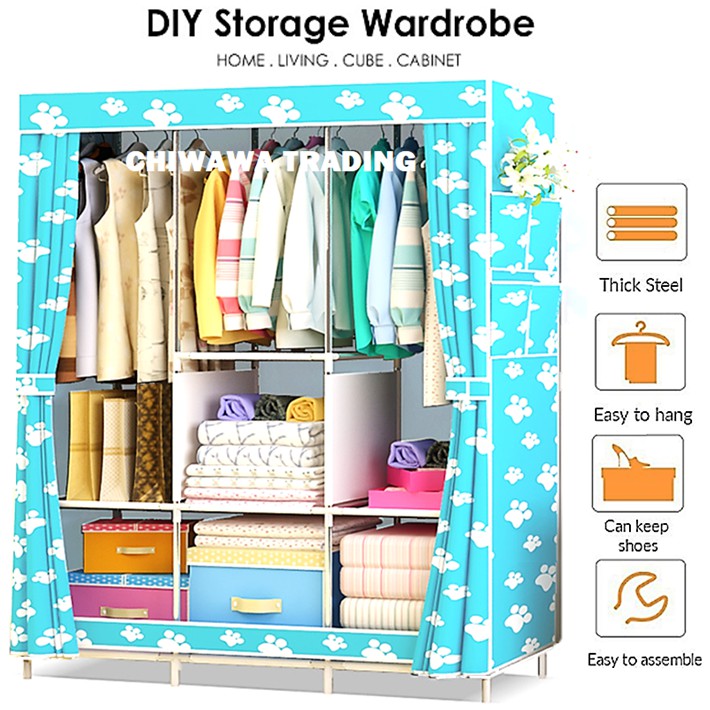 Diy Wardrobe Clothes Storage Rack Dust Cover Shoe Cloth Closet