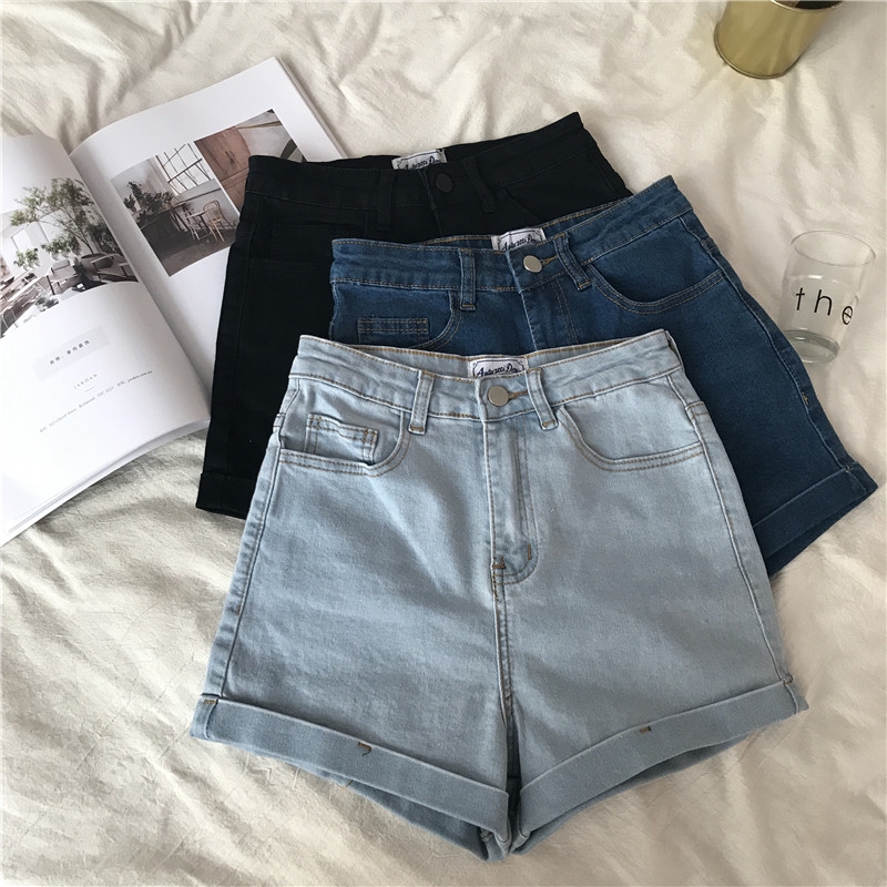 Korean 100 Band Elastic High Waist Light Colored Body Shaping Jeans Shorts Shopee Singapore