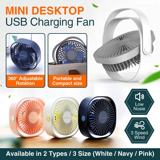 Black Zerone Portable Mini Desktop Fans USB Rechargeable Clip on Speeds Adjustable Fan for Office 
