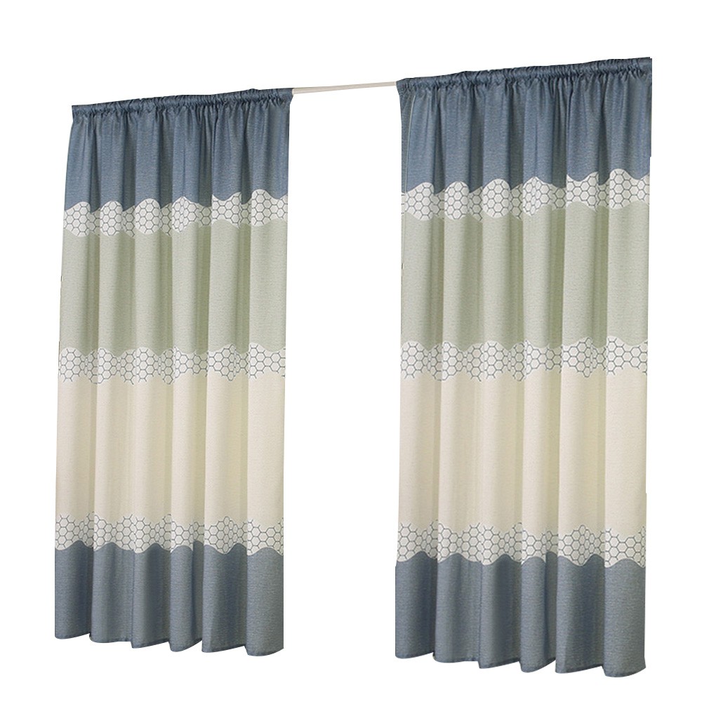 Wide Stripe Half Shading Curtain Polyester Room Study Drapes