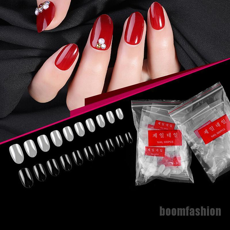 boomfashion] 500pcs Short Ellipse Full Cover Fake False Nail Tips Acrylic  Gel Manicure Set | Shopee Singapore