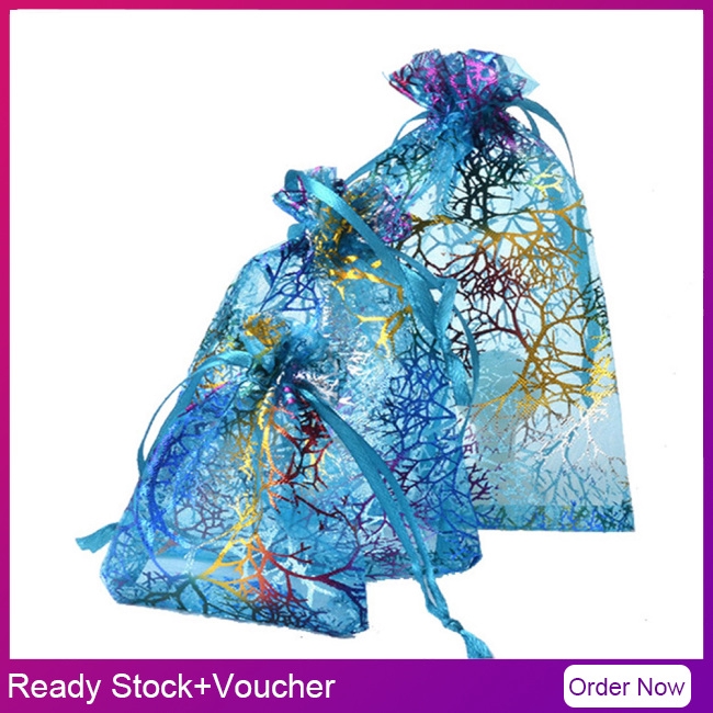 ♥GREEN HOME♥ 100Pcs Gauze Bag gold stamping Coral Gauze Bag Ogen