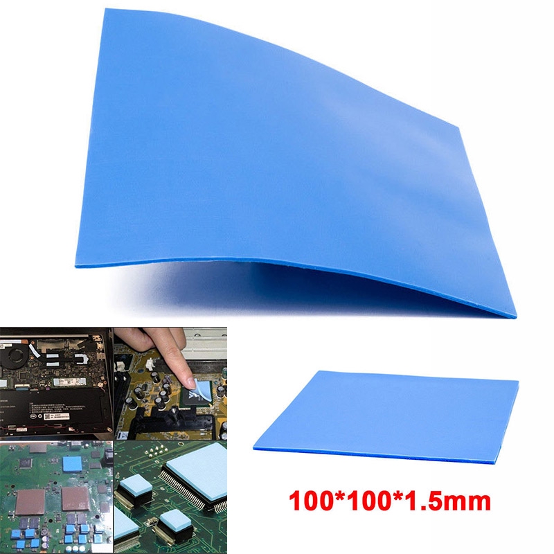 Blue 100mm 100x1.5mm GPU CPU Heatsink Cooling Thermal Conductive Silicone Pad 