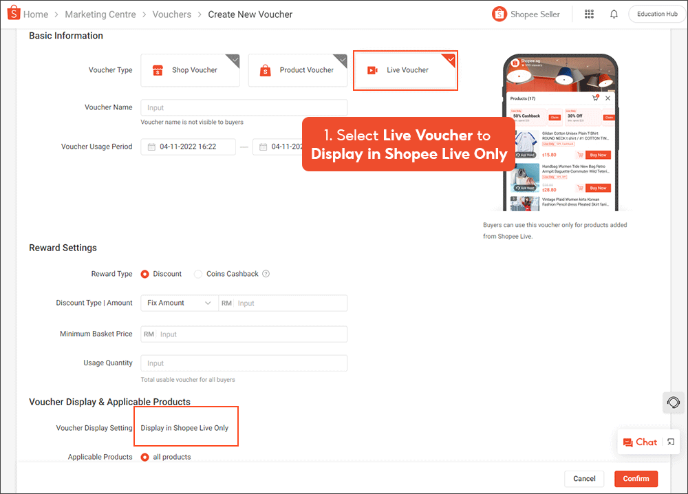 Filling in voucher details MY Seller Education