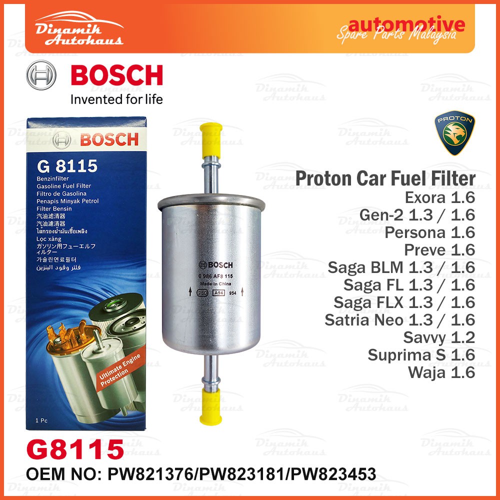 Shop Malaysia Bosch Fuel Filter Proton Waja Exora Persona Preve Satria Neo Gen 2 Suprima S Savvy Saga Flx Shopee Singapore