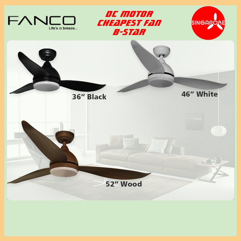 Fanco B-STAR 36/46/52inch DC Motor Series B Star Fan Remote Control & 3 ...