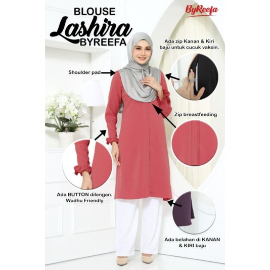 Blouse Lashira Byreefa Blouse Muslimah Mesra Vaksin Nursing Friendly Shopee Singapore