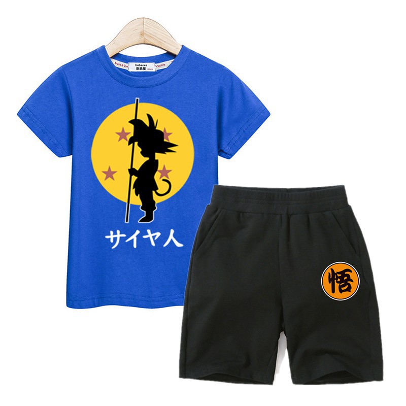 Son Goku Costume Dragon Ball Suit Kids Set Boys Clothes T Shirt Shorts Pant Shopee Singapore - son goku t shirt roblox