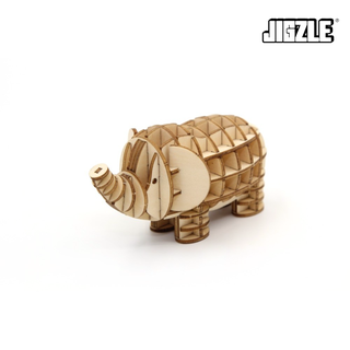 Jigzle Elephant (NEW) 3D Wooden Puzzle for Adults and Kids. Ki-Gu-Mi Wooden Art. Best Gift for All Occasions.