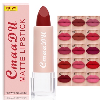 CMAADU Matte Lipstick Lip Make-up Stick Waterproof  Long Lasting  Lips 15 Colors