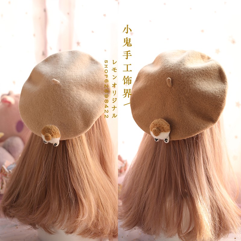 Cute Japanese Beret Hat Corgi Butt Beret Cat Pp Painter Cap Cute