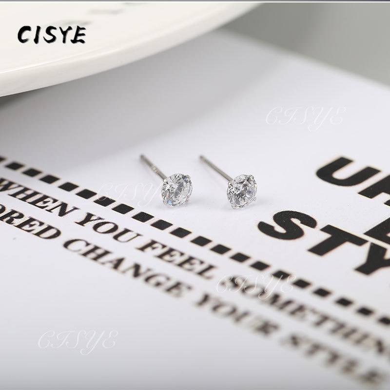 Korea Earrings Zirconium Diamond Stud Earrings Claw Diamond Crystal Gem Ear Stud For Unisex