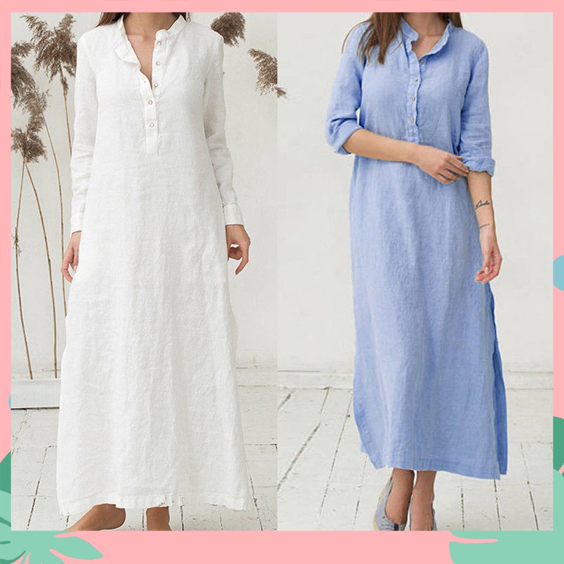 cotton maxi shirt dress