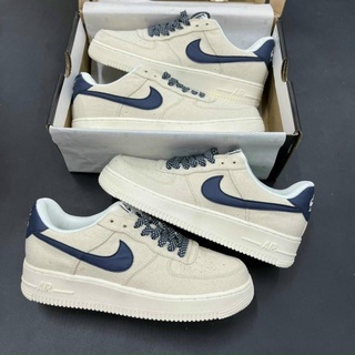 Unisex AF1 canvas sneakers in cream and blue color full box