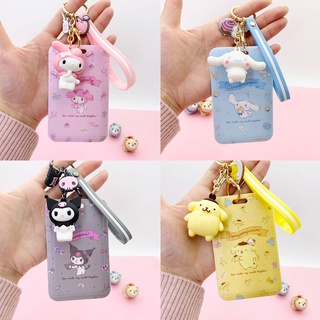 Image of New Cartoon Kuromi ID Credit Bank Card Holder Students Bus Card Case Lanyard Removable Identity Badge Cards Cover
