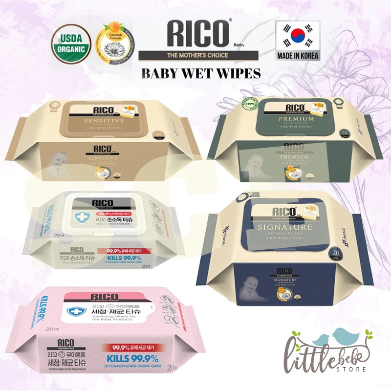 RICO Wet Tissue (Premium ,Sensitive , Signature , Hand sanitizer wipe
