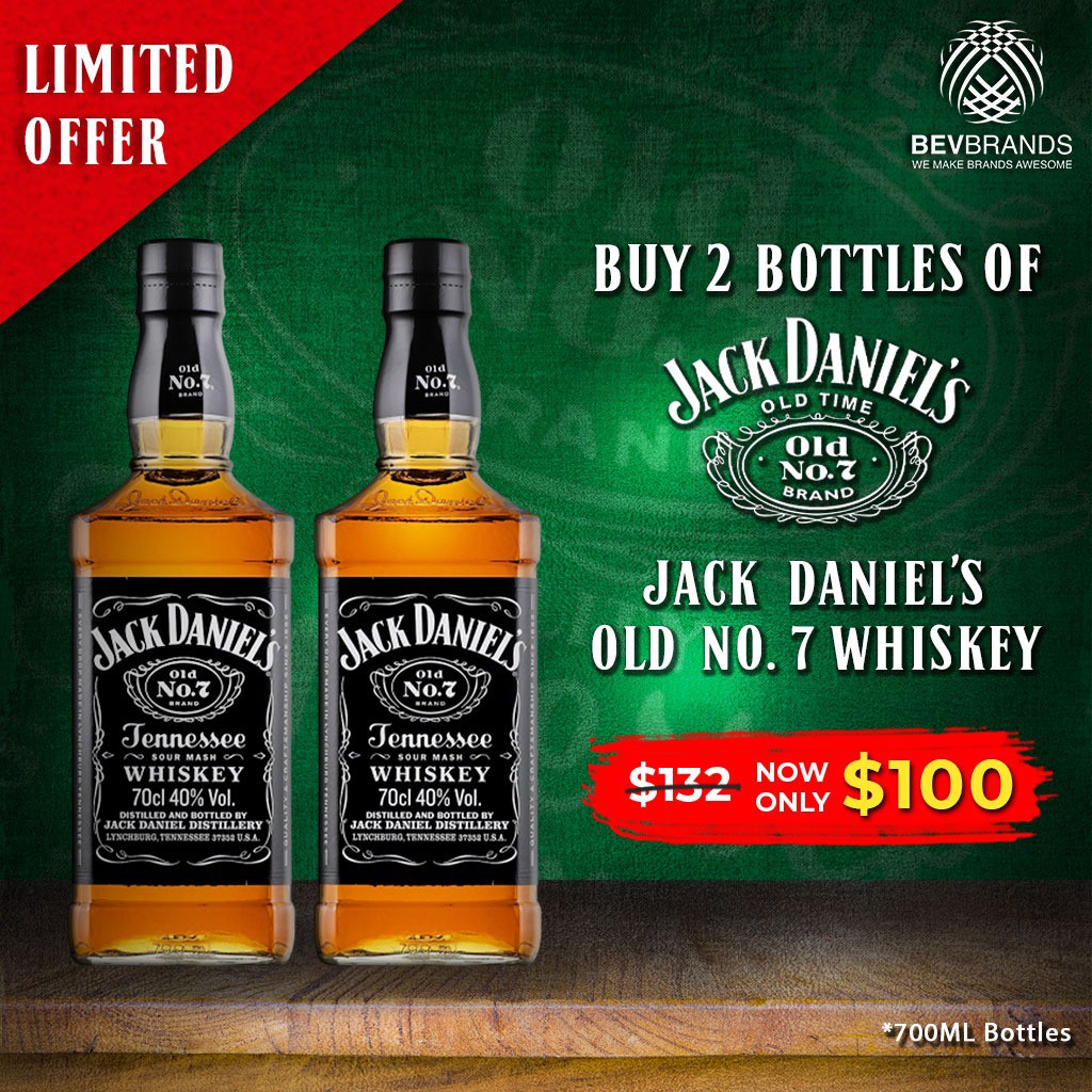 Jack Daniel's Tennessee Whiskey PROMO 2 BOTTLES 700 mL 40 Percent ABV