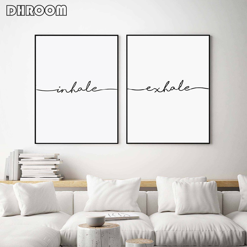 Motivational Wall Art Inhale Exhale Canvas Print Painting Quotes Poster Art Wall Picture Yoga Decoration Home Decor Shopee Singapore