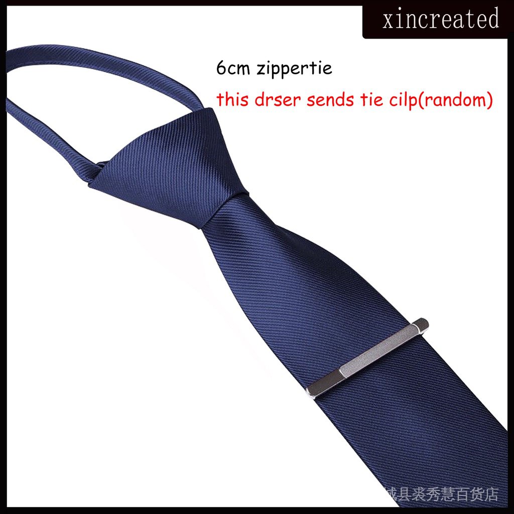 Formal Wear Zip Tie 7 Cm Male Korean Easy Pull Tie Solid Color Profession Work Gray Zipper Black Shopee Singapore