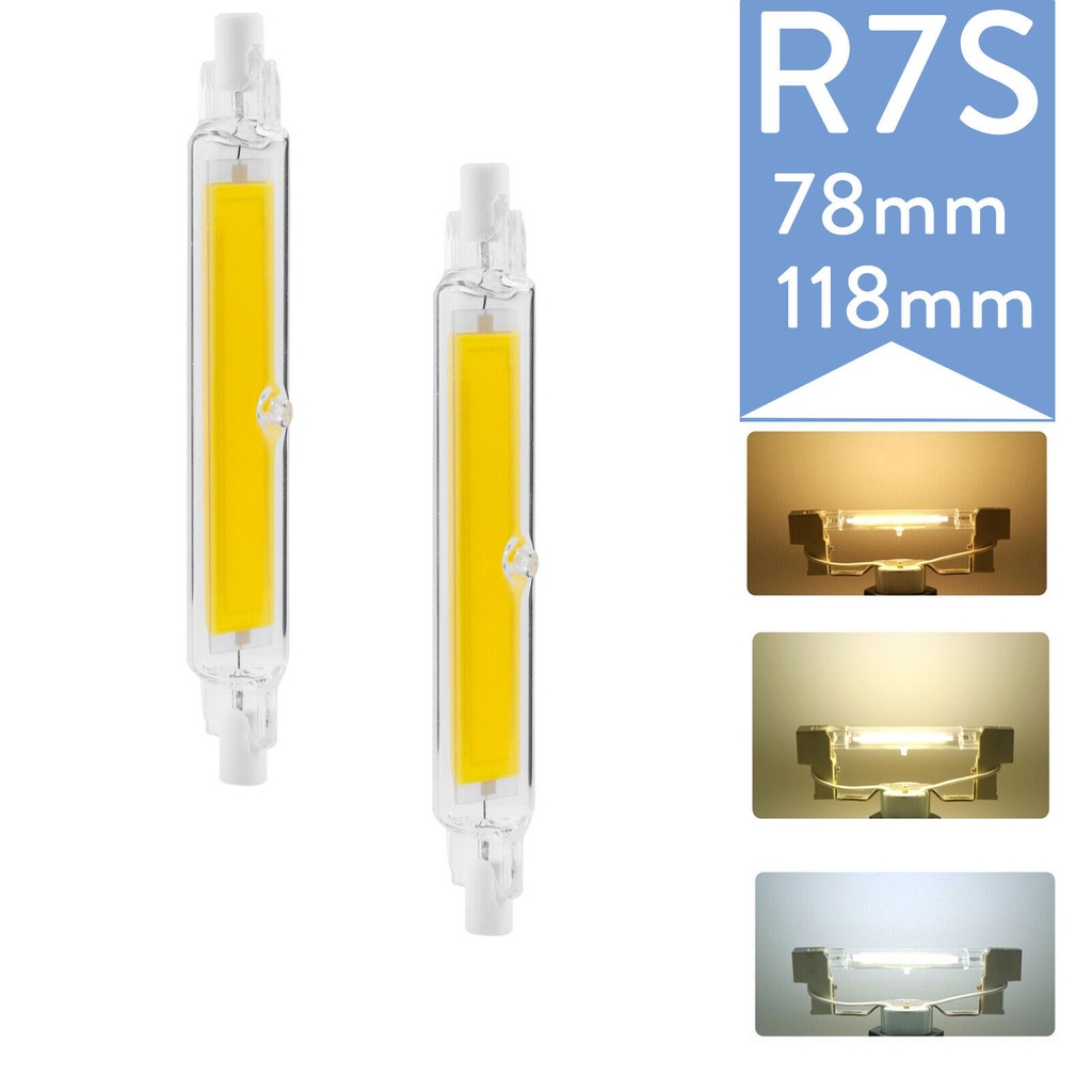 High Power Dimmable Led R7s Cob Glass Tube 78mm 118mm J78 J118 5w 10w