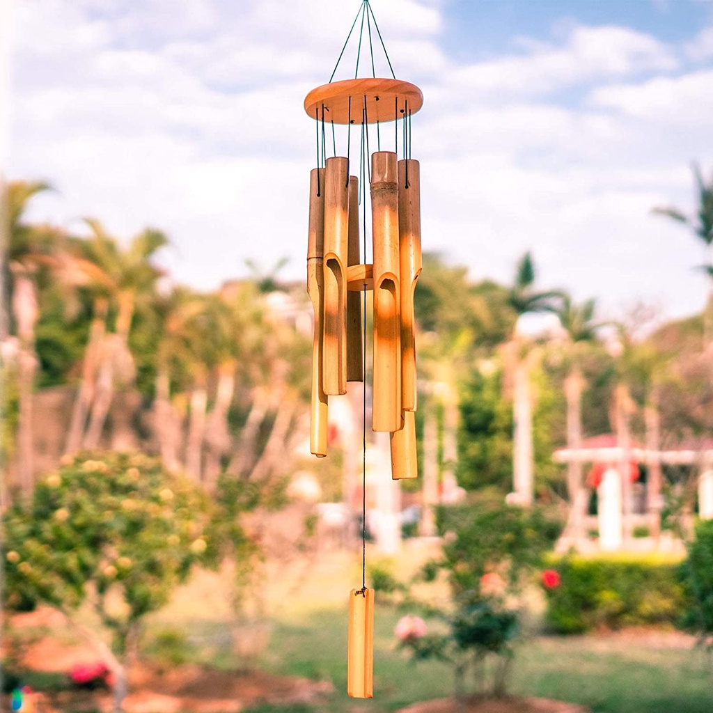 Alg Wooden Wind Chimes Outdoor, Bamboo With Amazing Deep Tone, Natural