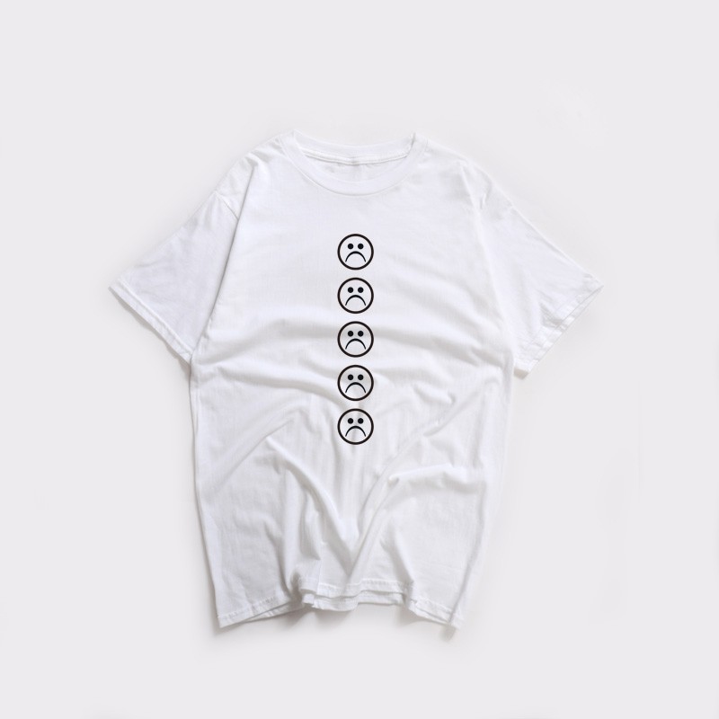 Sad Facemen And Meme Stickers Funny Sad Emoji Face Cute Tumblr T Shirt Short Shopee Singapore - cute gun tumblr t shirt roblox