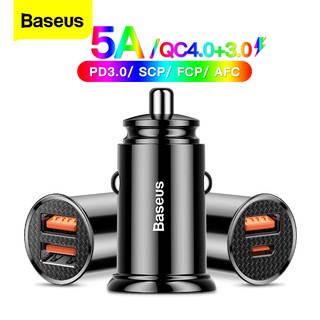 Baseus Dual USB Car Charger For iPhone Samsung QC 4.0 3.0 Fast charging Android Mobile Phone Car Type C Charger