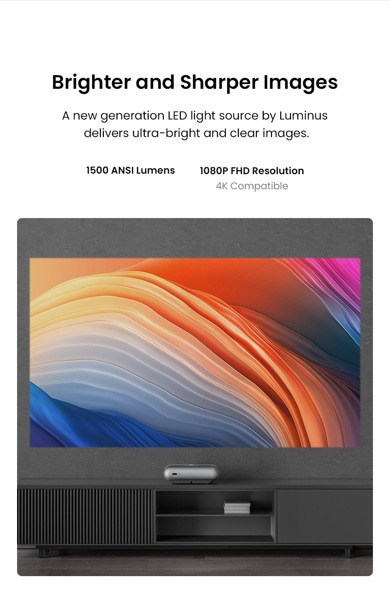 JMGO O1 Pro Ultra Short Throw Projector Full HD WiFi Enabled 1500 ANSI