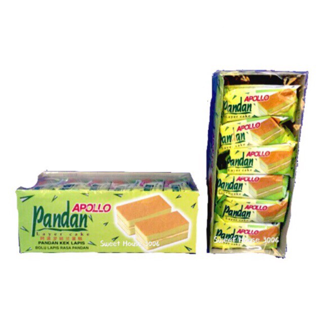 Apollo Layer Cake Pandan 1 Outer X 24pcs Snack Foods Wholesale Supply