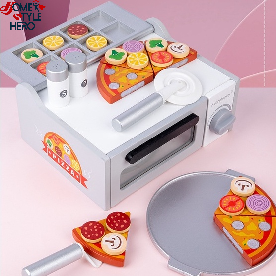 [SG Stock] Wooden Toy Pizza Oven Playset Kitchen Pretend Play Toy Food ...