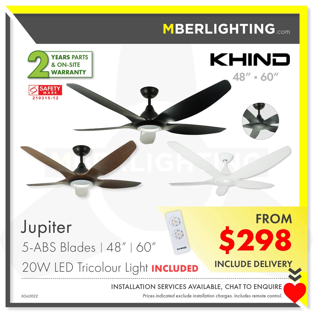 [Installation] KHIND JUPITER 48/60inch 5ABS Blades DC Ceiling Fan With