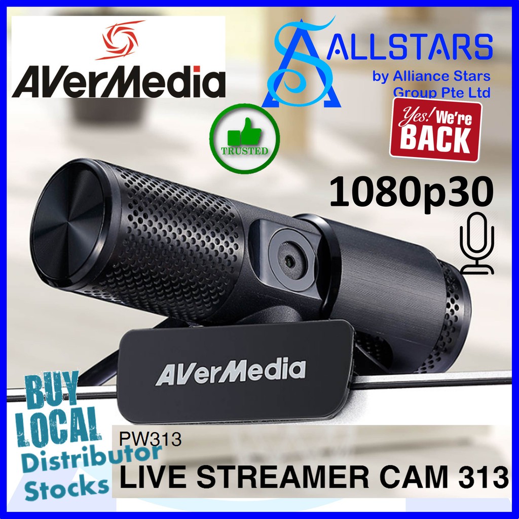 AVERMEDIA PW313 Live Streamer Cam 313(Full HD 1080p / Builtin Dual Microphone / Privacy Shutter