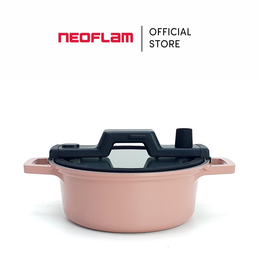 NEOFLAM SmartCook 24cm Low Pressure Cooker (Pink) │ NonStick Xtrema
