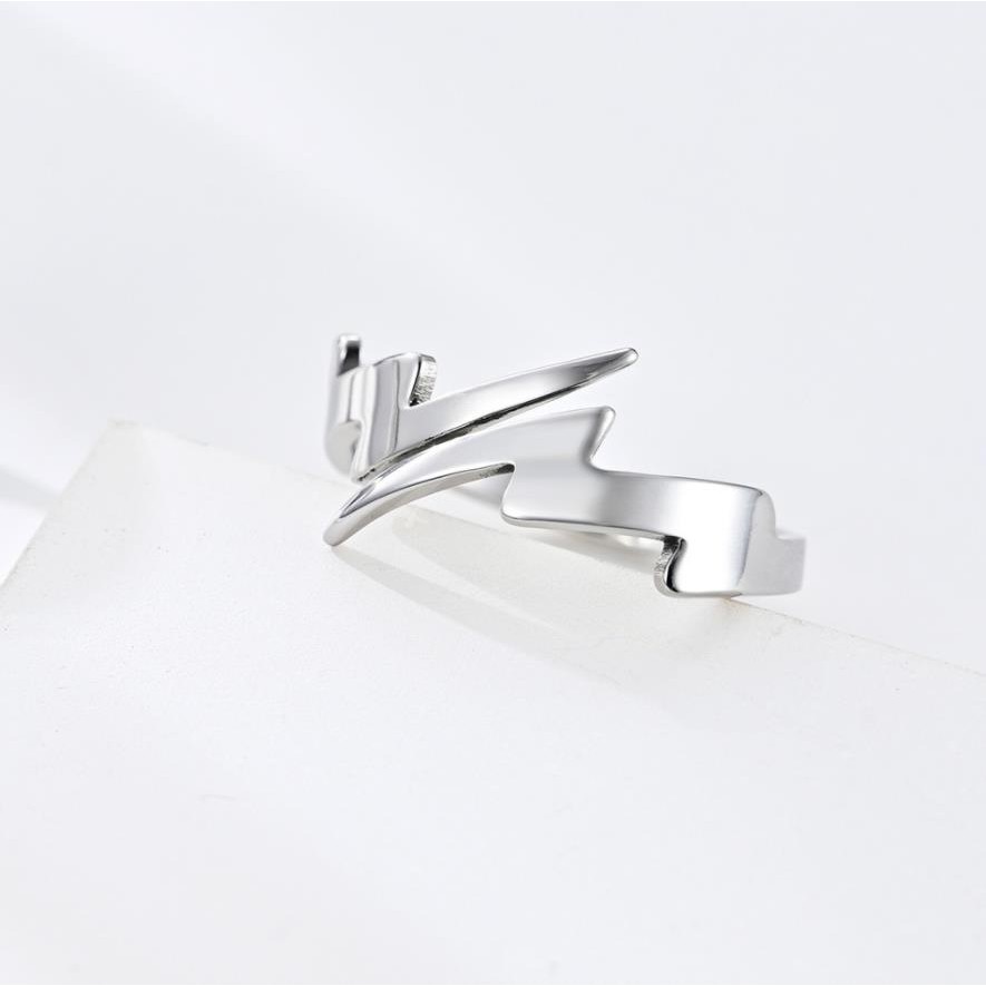 Image of Unisex Minimalist style lightning opening ring personality hollow titanium steel ring qf053 #8