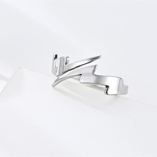 Image of thu nhỏ Unisex Minimalist style lightning opening ring personality hollow titanium steel ring qf053 #8