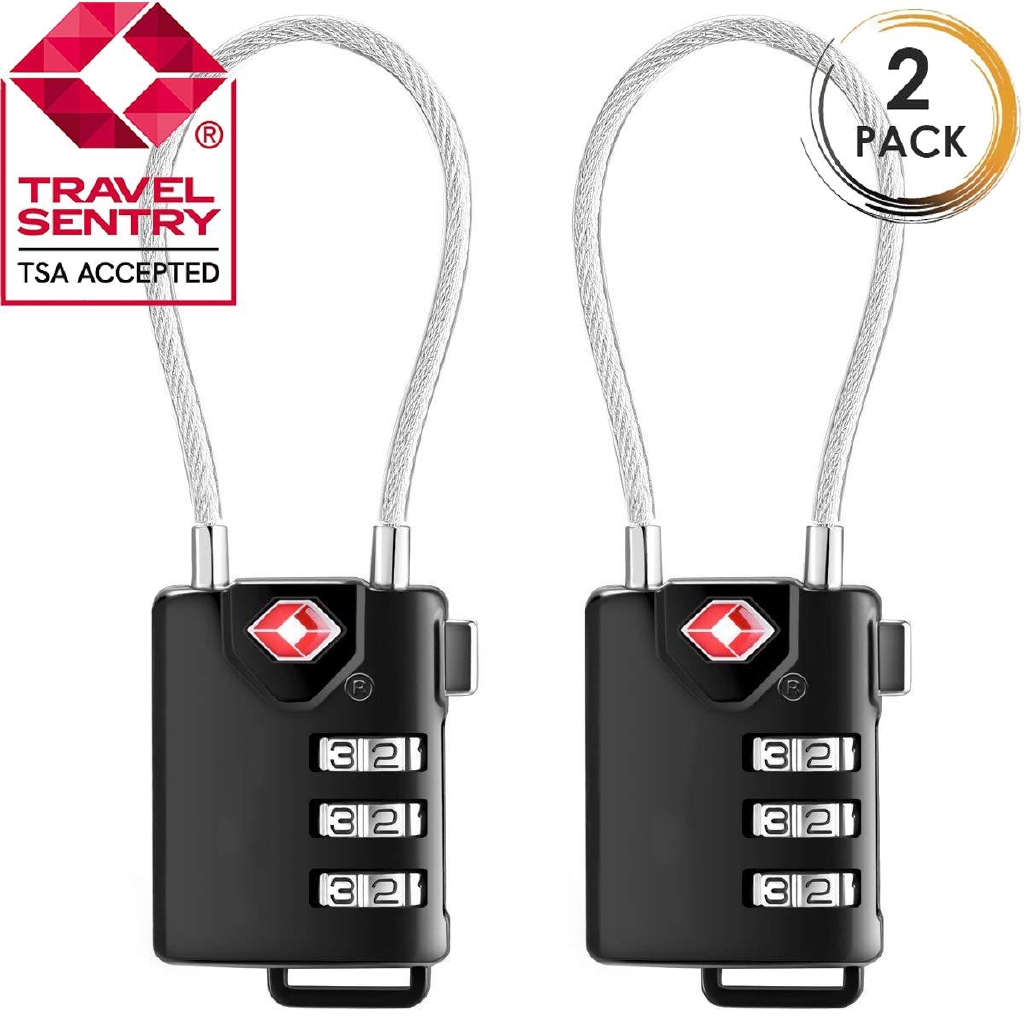 2pcsTsa padlock 3 digit combination re settable lock travel luggage gym locker 