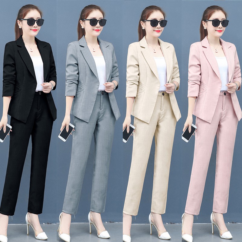 Women Formal Set Office Lady Work Pant Suits Fashion Pantsuit Female 2 Piece Set Women S Clothing Shopee Singapore