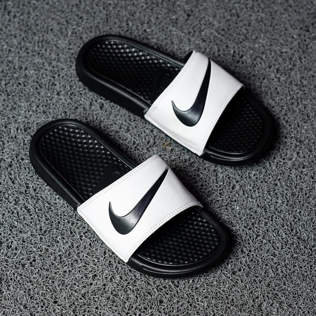 nike sandals white and black