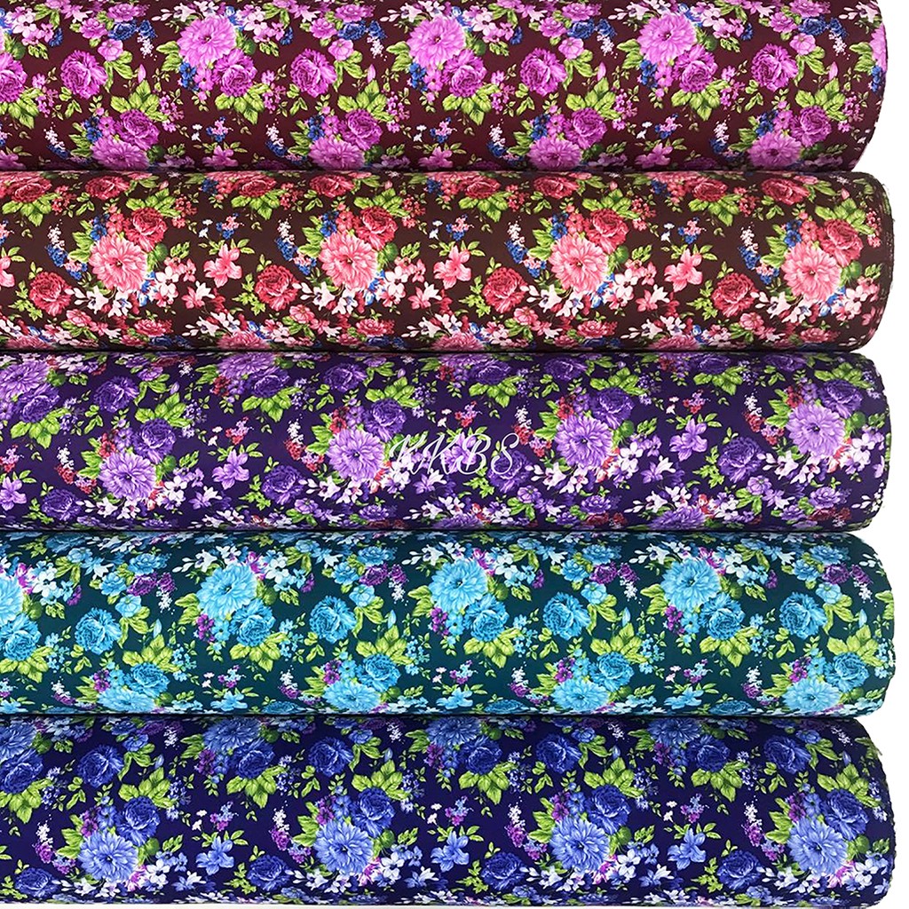 49'' Kain Cotton Polyester TEBAL Corak Bunga Peony (49