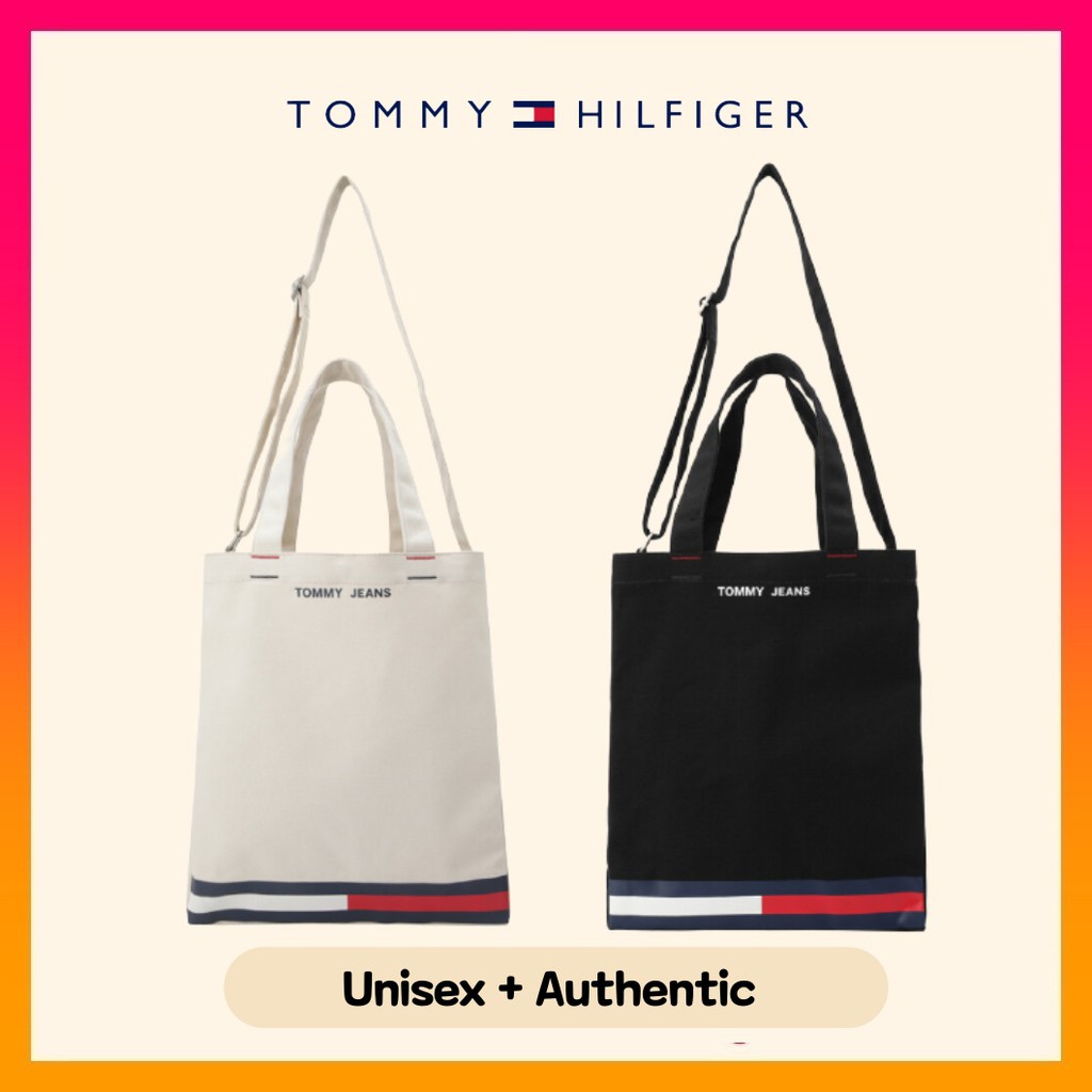 Tommy Hilfiger Common Flag Block Canvas Tote Bag Shopee Singapore