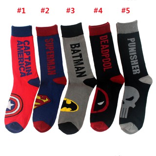 Image of Cotton Adult Superhero Long Socks Comics Cosplay Stockings Superman Batman Captain America The Punisher Deadpool Skate