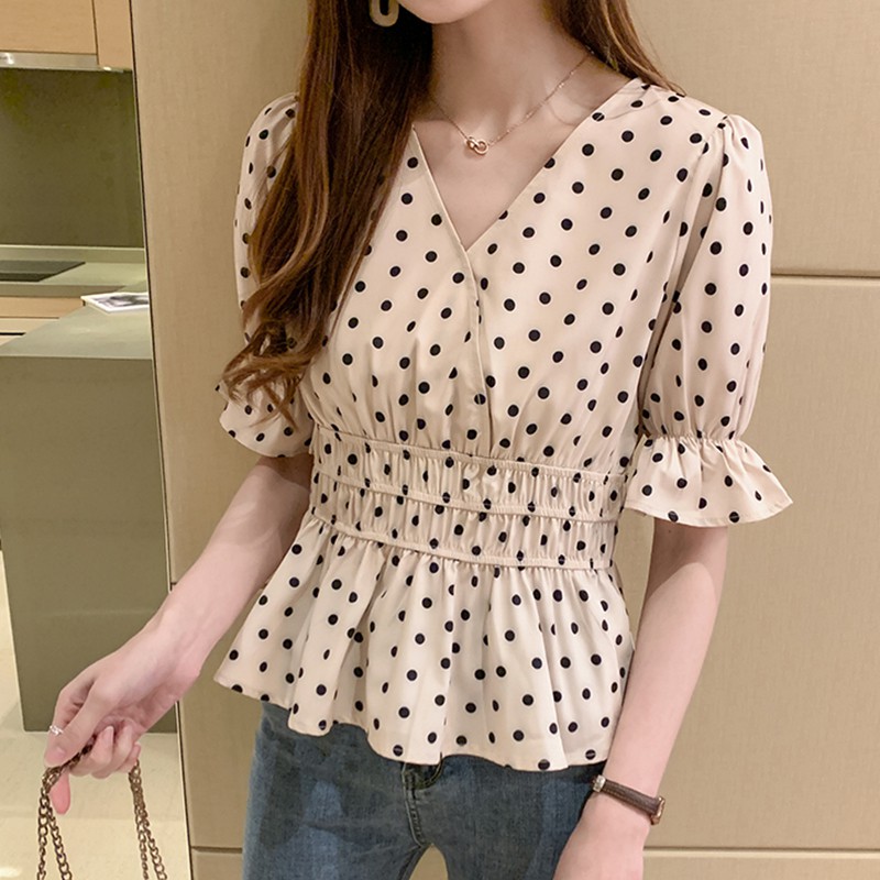 polka dot peplum blouse