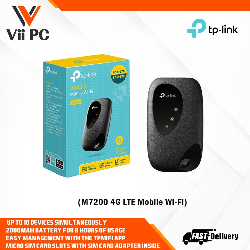 TPLINK M7200 150 Mbps 3G/4G LTE Mobile Travel WiFi Router/MiFi/Hotspot