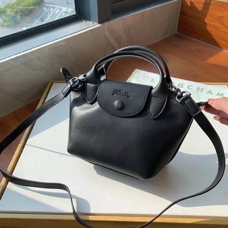 longchamp mini size lambskin leather sling bag black Shopee Singapore
