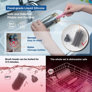 6 In 1 Yotime Home Travel Infant Silicone Bottle Brush Set Multifunctional Portable Drainage Rack Cleaning Nipple Suction Brush - Travel Essentials #4
