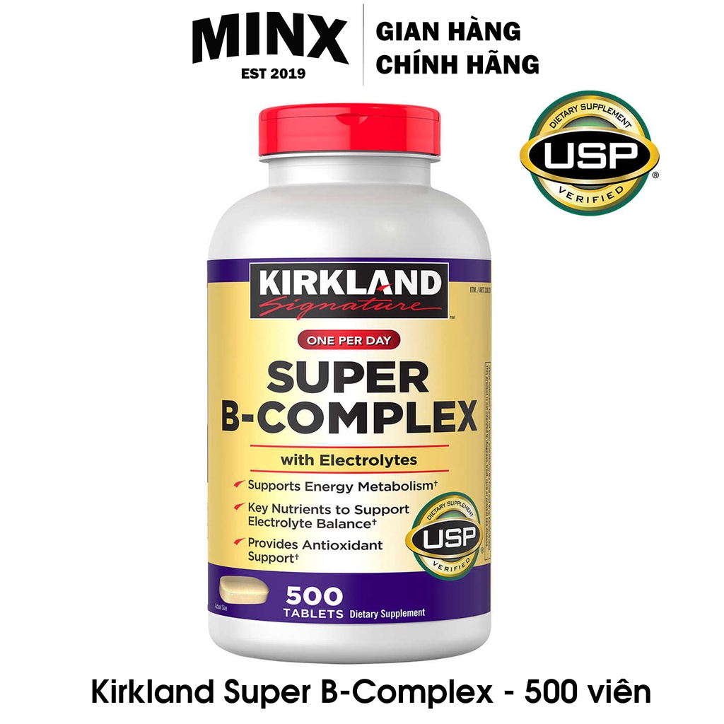 Kirkland Super B Complex Supplement 500 Synthetic Vitamin B Tablets