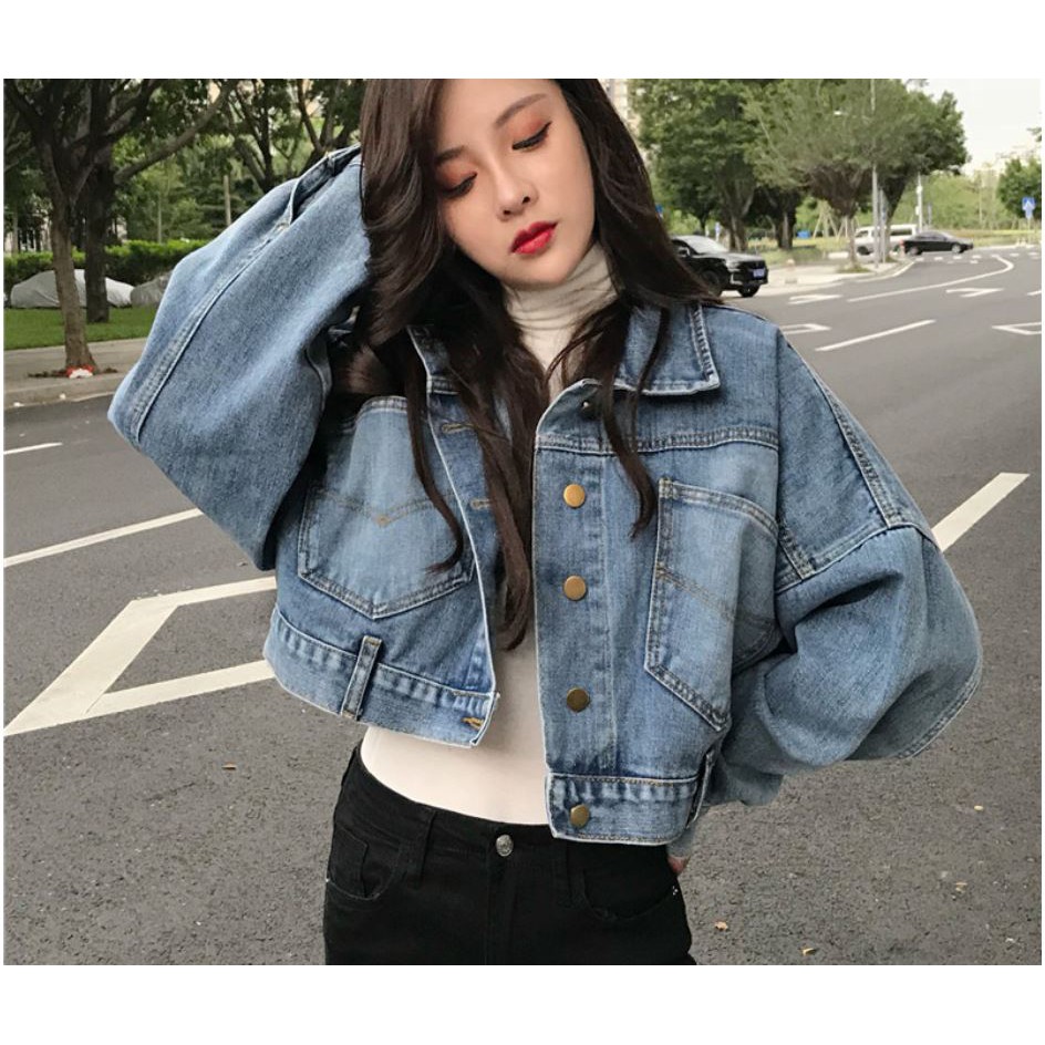 cropped oversized jean jacket