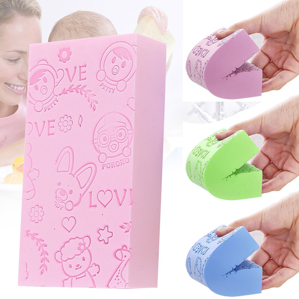 Soft Cartoon Baby Bath Sponge Brush Rubbing Scrubber for ...